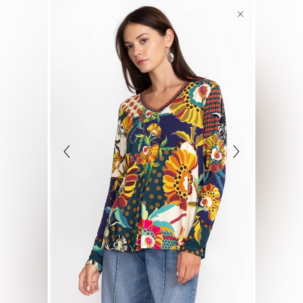 Johnny Was The Janie Favorite Long Sleeve V-Neck Swing Tee